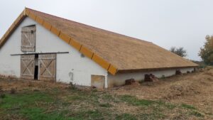 Hodály nádtető fedéssel, természetes páraelvezetést biztosító szerkezettel